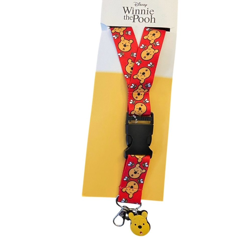 Disney - Winnie the Pooh Durable Clip Lanyard with Charm, Red